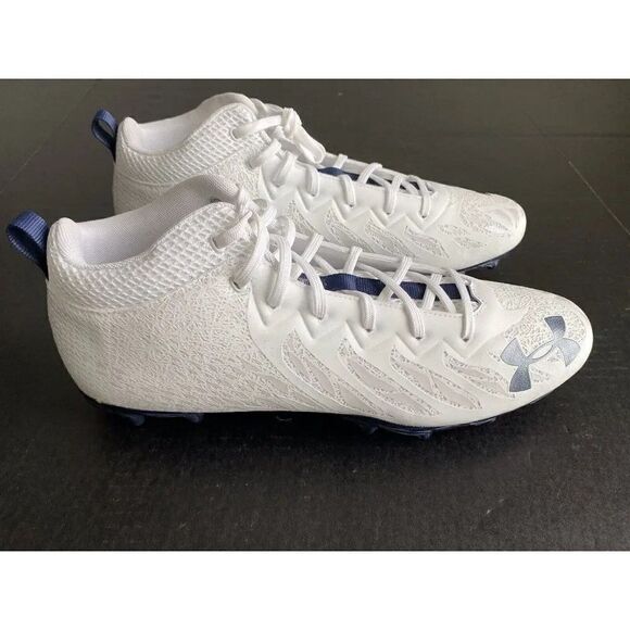 Under Armour Spotlight Football Cleats 4D Foam White/Navy 3023963-106 Men’s 14 - Picture 5 of 10